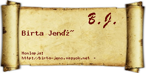 Birta Jenő névjegykártya