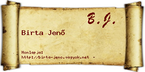 Birta Jenő névjegykártya